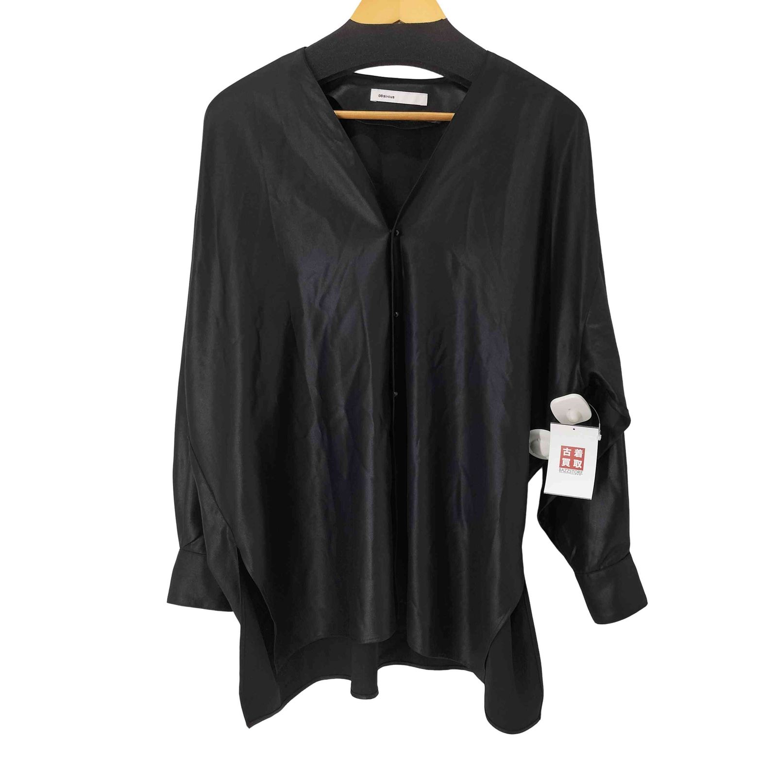 ゼロエイトサーカス 08sircus 22AW サテンV ネックドレープシャツ  