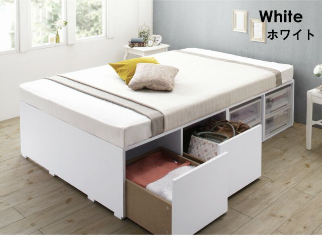 ベッド ベッドフレーム マットレス付き フィッツ 木製 収納付きベッド 薄型スタンダードポケットコイルマットレス付き ハイタイプ 引き出し2杯 シングル ベッド ベッドフレーム マットレス付き フィッツ 木製 収納付きベッド