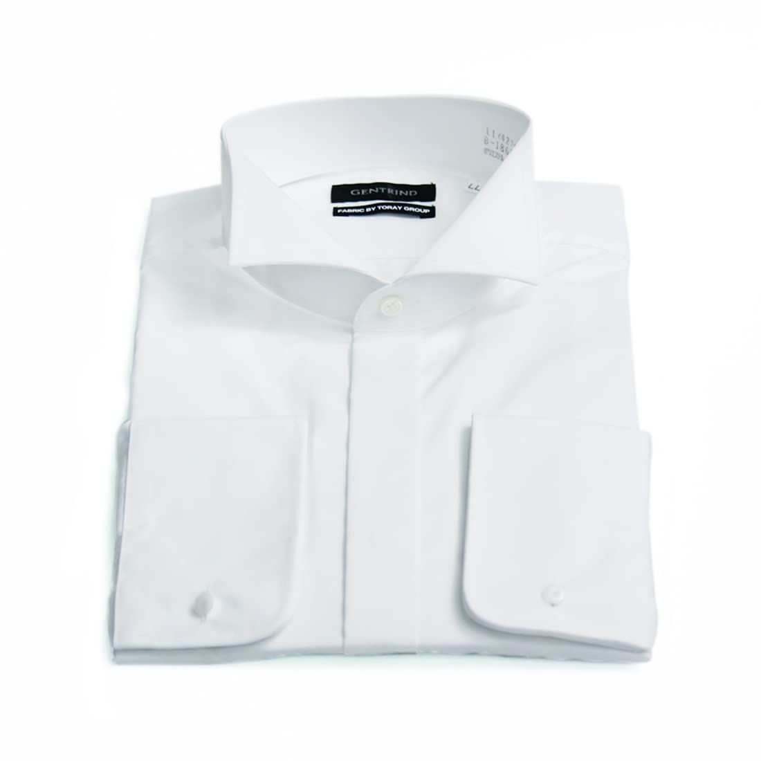 【新着商品】[Yu0026TAILOR] ウイングカラーシャツ ワイドカラー フォーマル ブライダル シャツ GENTRIND シングルカフス仕様 比翼 東レ 結婚式 新郎 父親 (L)