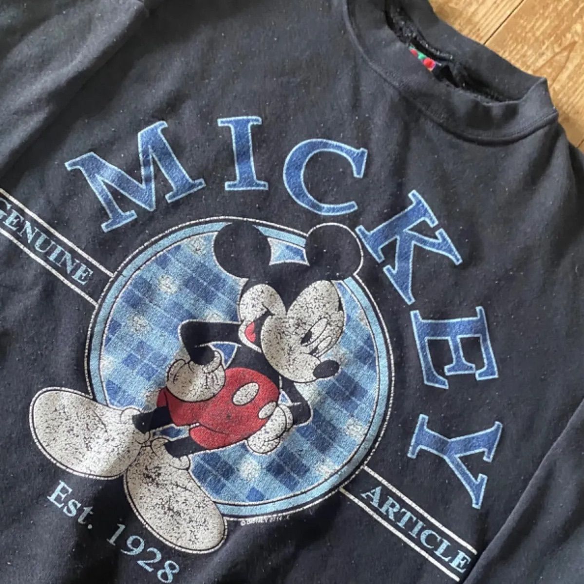 90's  Disney ミッキースウェット USA古着ディズニーMickey トレーナーブラックXL