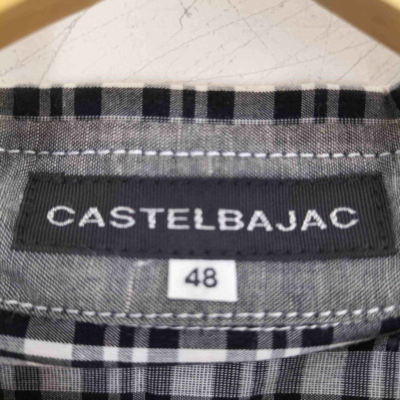 カステルバジャック　CASTELBAJAC ロゴ　半袖シャツ50 新品未使用 カステルバジャック CASTELBAJAC ロゴ刺繍 切替半袖シャツ