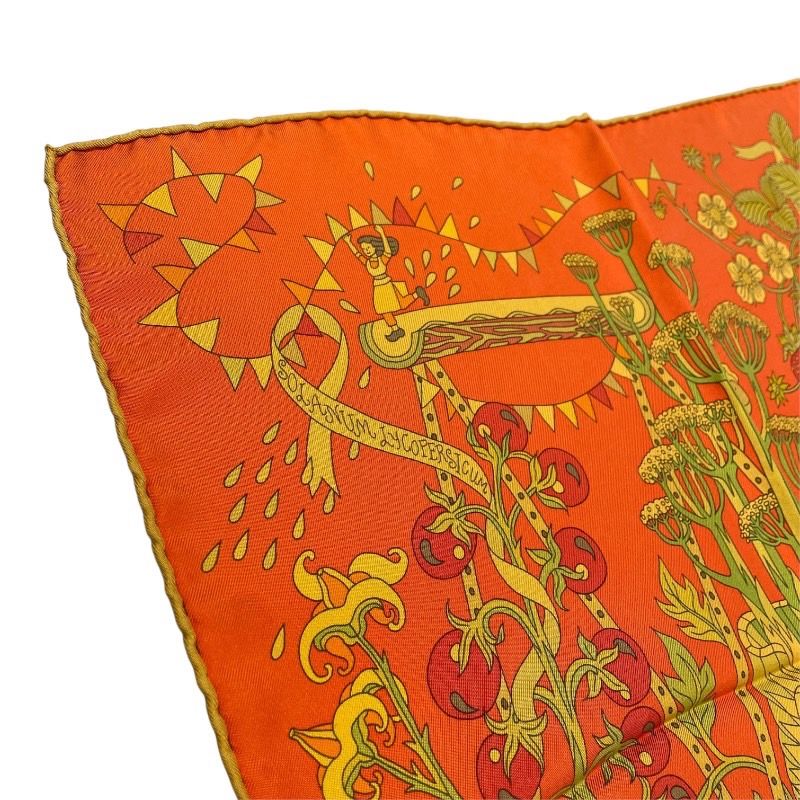 エルメス カレ90 SURTEINT オレンジ 正規品 エルメス HERMES カレ90 SURTEINT MIEL オレンジ シルク100