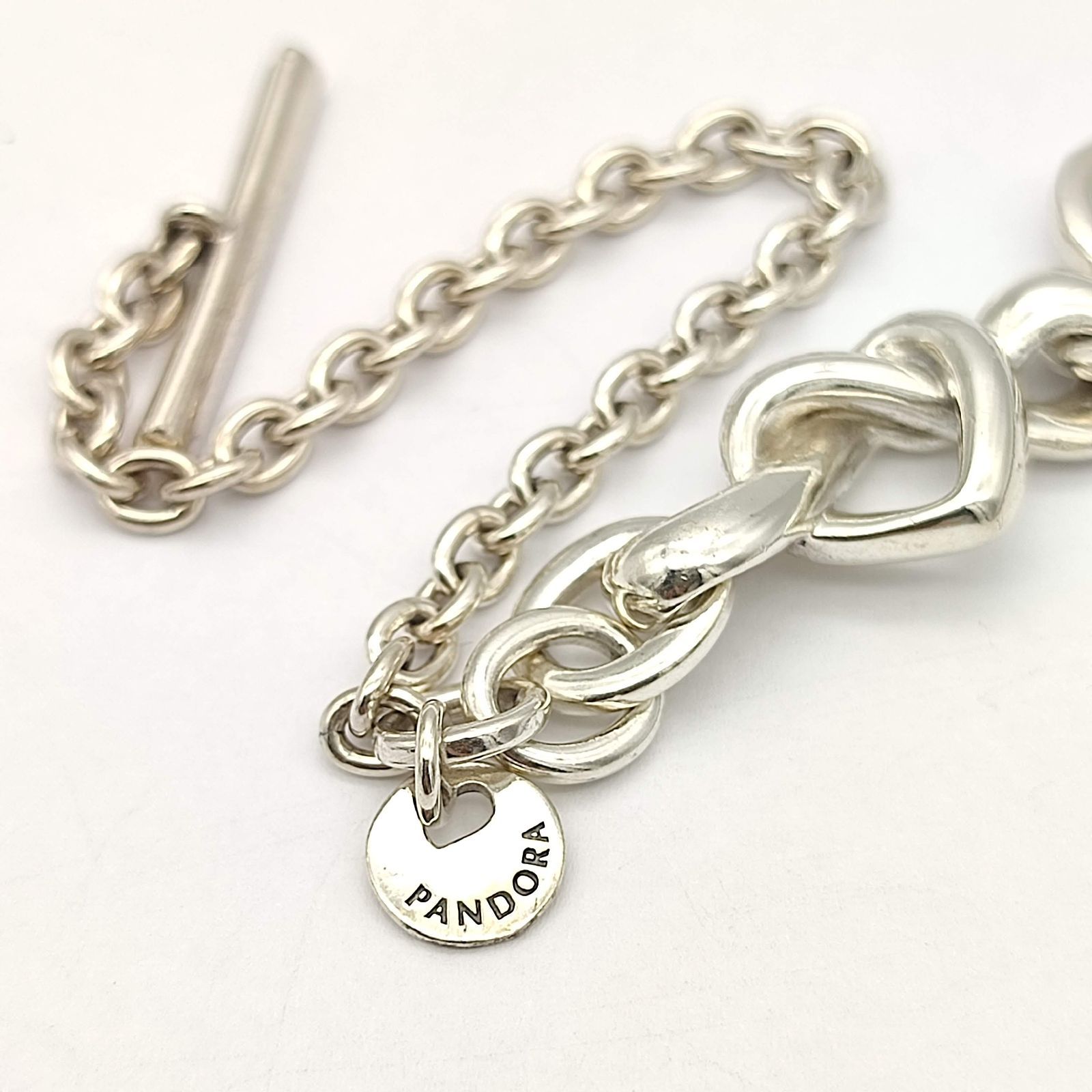 美品】PANDORA パンドラ Knotted Heart T-Bar Bracelet ハート