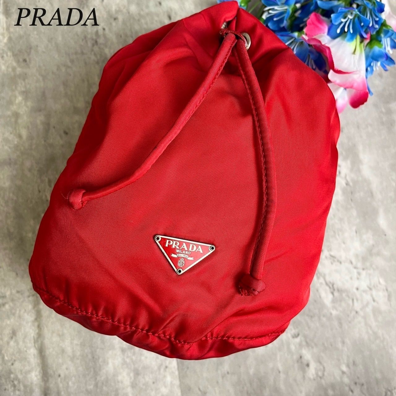 ✨良品✨ PRADA プラダ ハンドバッグ アクセサリーポーチ 巾着 バケツ 