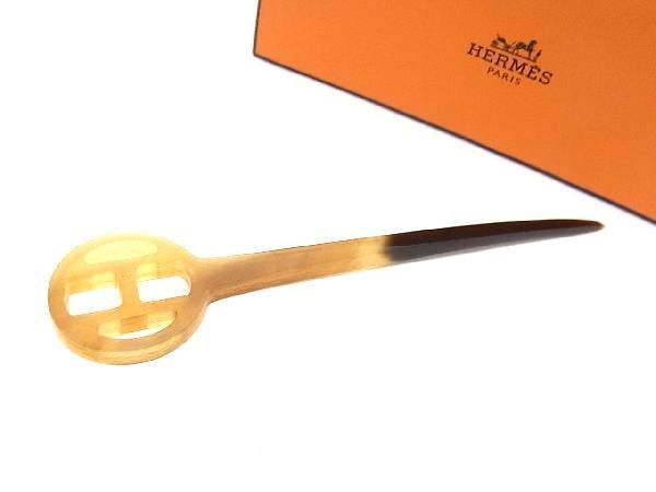 □極美品□ HERMES エルメス バッファローホーン かんざし 髪留め 髪