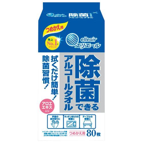 除菌できるアルコールタオル詰替80枚×24袋 大王製紙