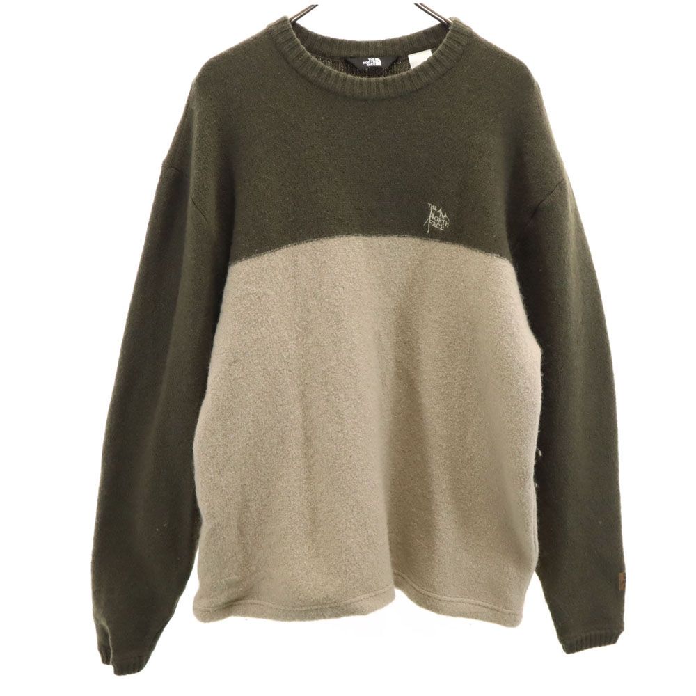 THE NORTH FACE ノースフェイス 長袖 セーター L カーキ NT01116 アウトドア ニット メンズ 古着