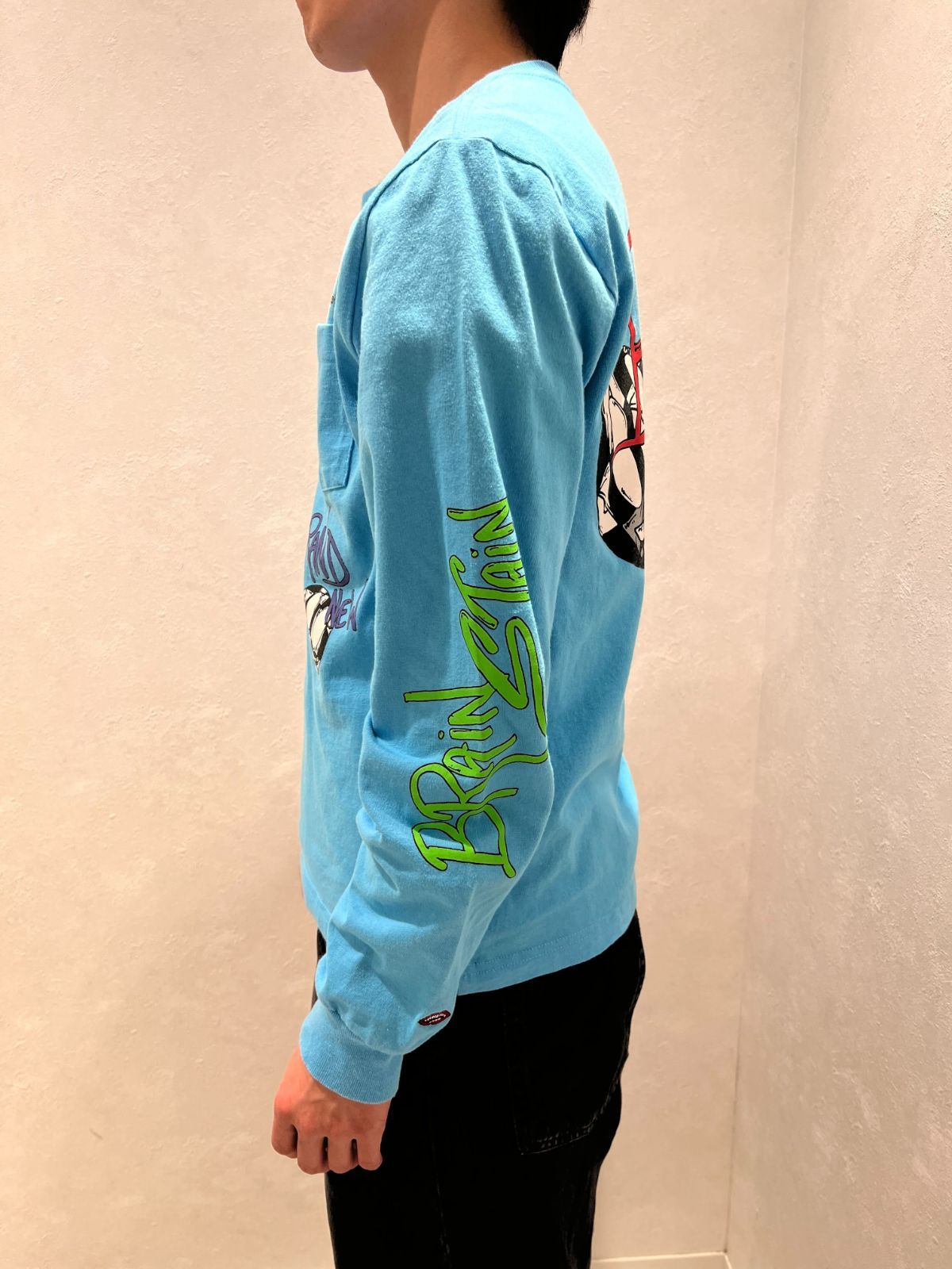 【正規品】クロムハーツ　マッティボーイBRAIN NEW lサイズ青 CHROME HEARTS MATTY BOY BRAIN NEW L/S T-SHIRTS (LIGHT BLUE