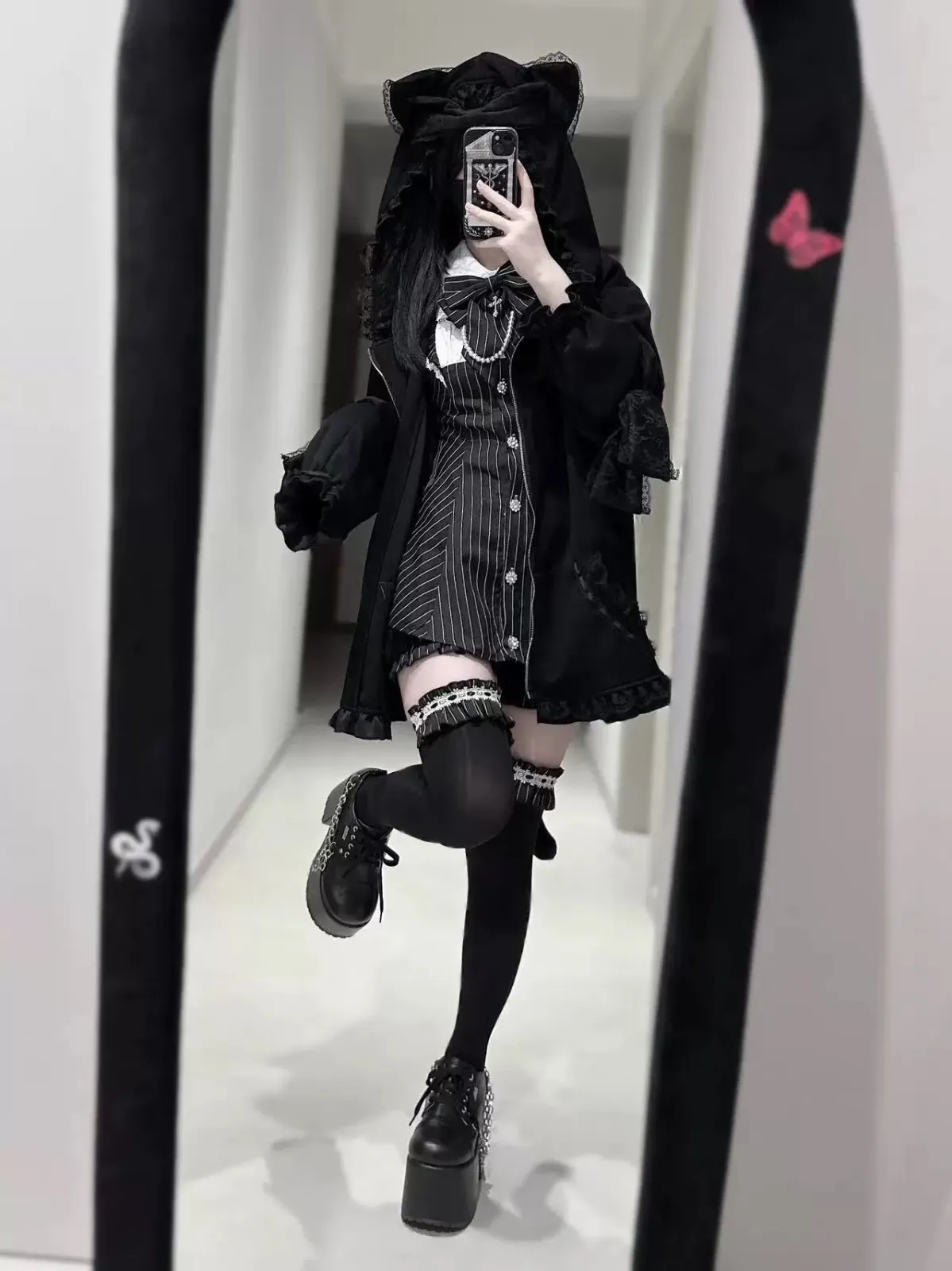 猫耳パーカー ヒョウ柄セットアップ 地雷系 ゴシックロリータ病みかわいい 原宿系 猫耳パーカー ヒョウ柄セットアップ 地雷系 ゴシックロリータ