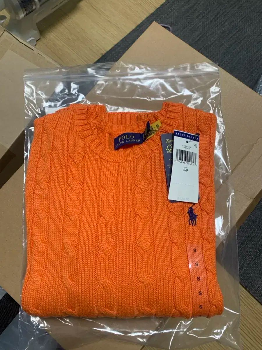 ポロラルフローレン ケーブルニット オレンジ S