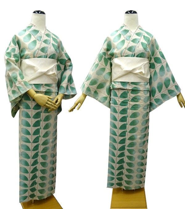 浴衣 レディース ViViSienne Trad（生成り地にグリーンドロップ  