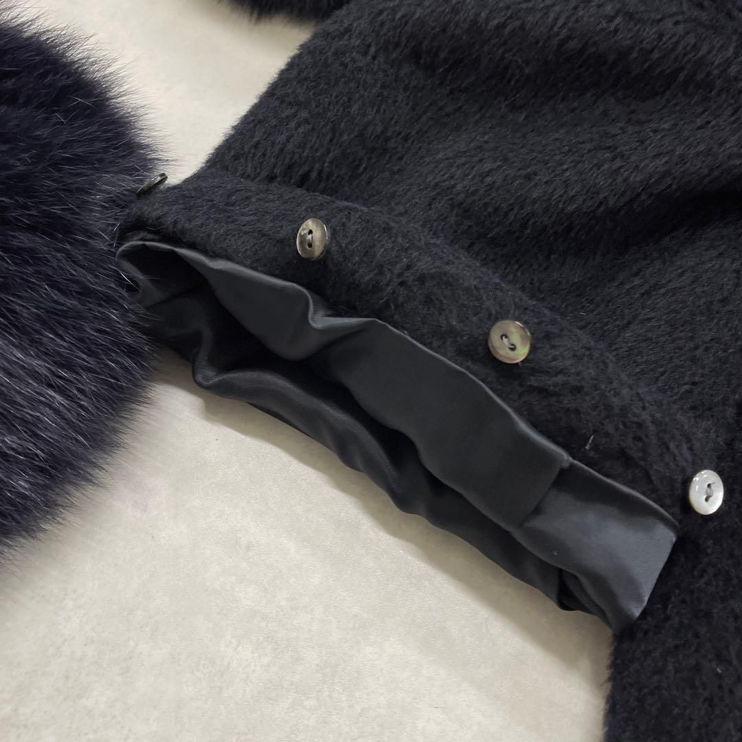 M.fil エムフィル アルパカ混 ノーカラーコート フォックスファー