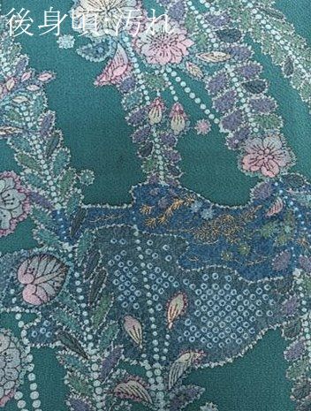 平和屋着物□上質な小紋 辻が花 金彩 鬼しぼ縮緬 正絹 逸品