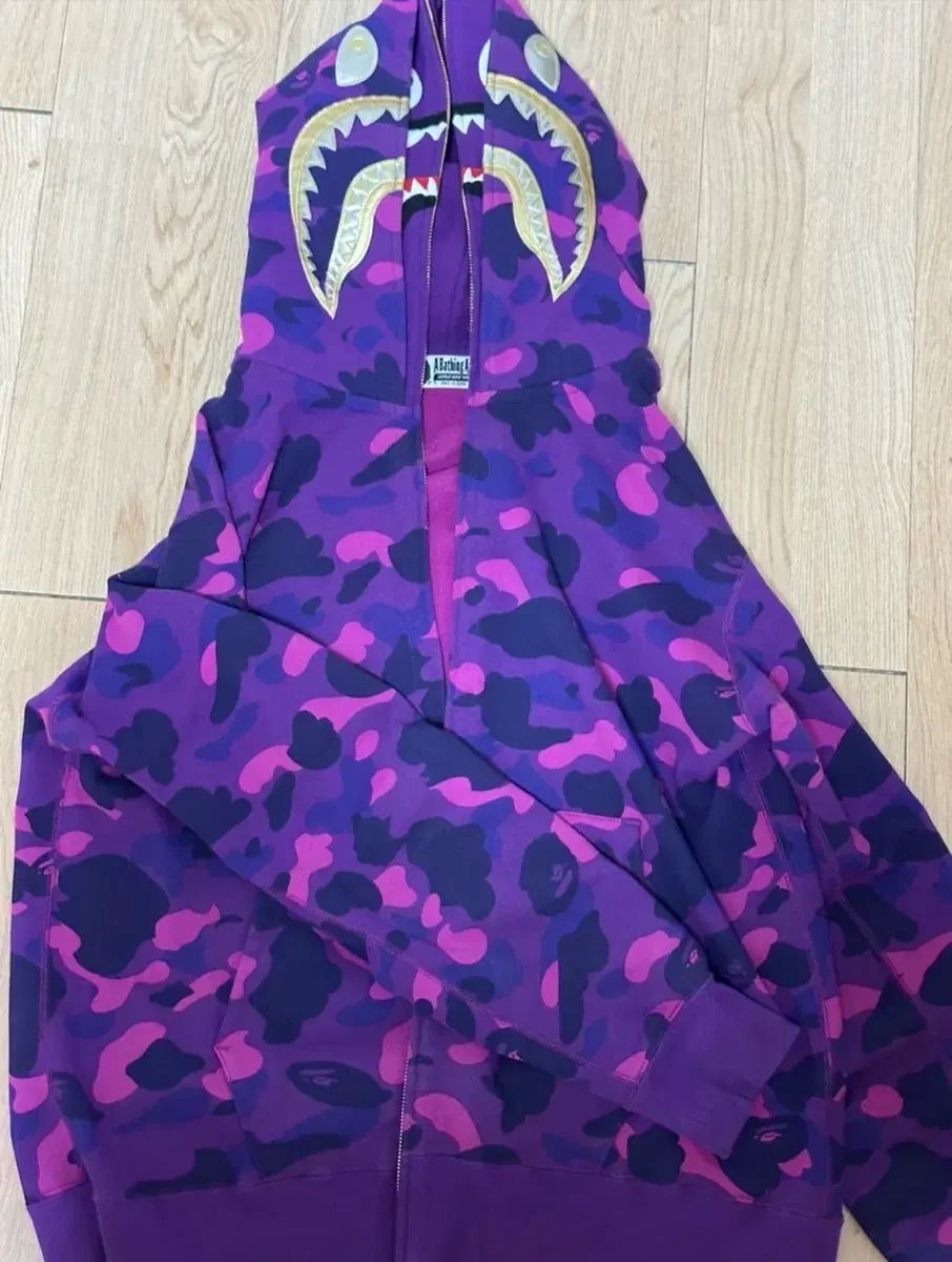 A BATHING APE® COLOR CAMO DOUBLE SHARK FULL ZIP HOODIE ROYAL PURPLE 3XL
