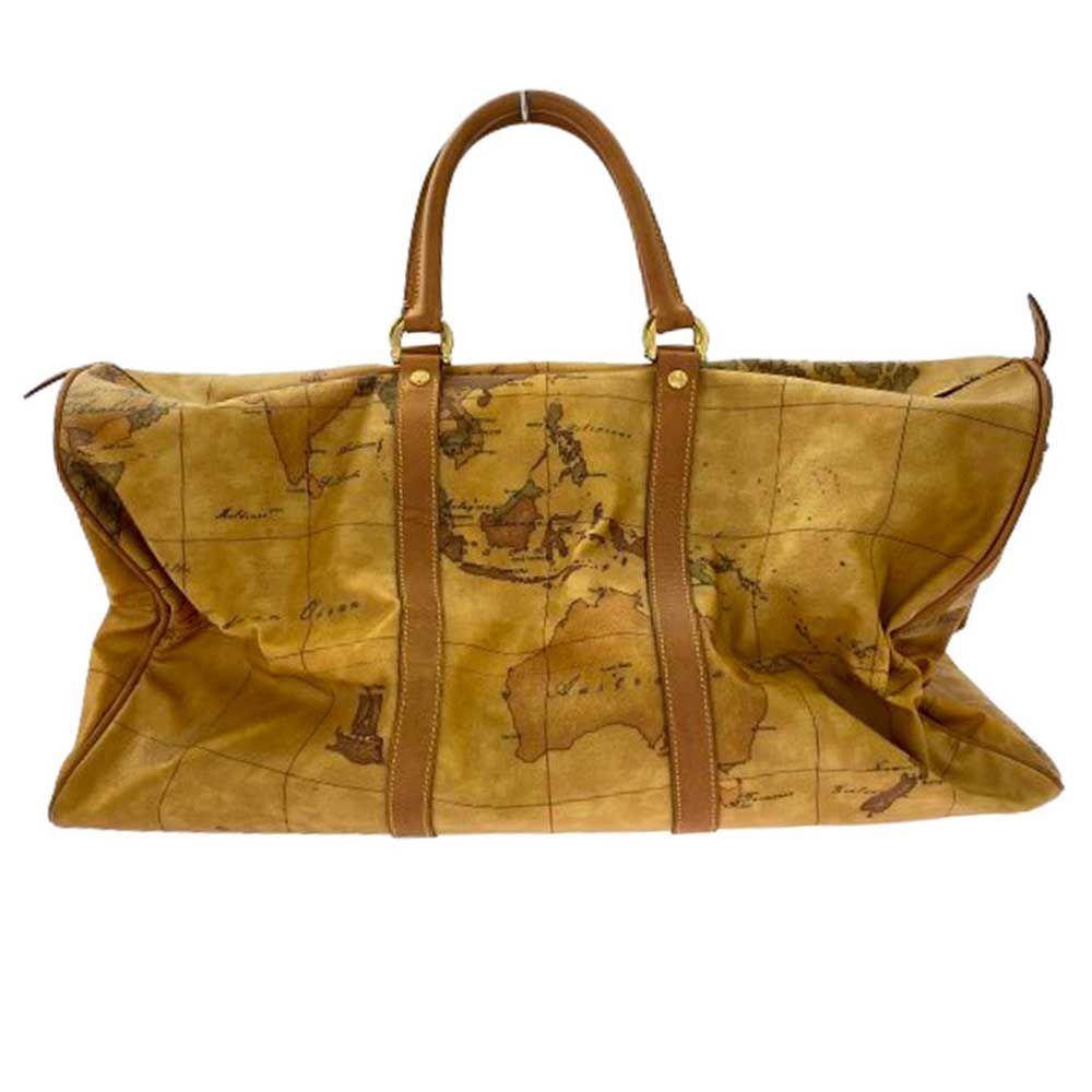 PRIMA CLASSE プリマクラッセ 世界地図総柄 ボストン バッグ ブラウン系【中古】