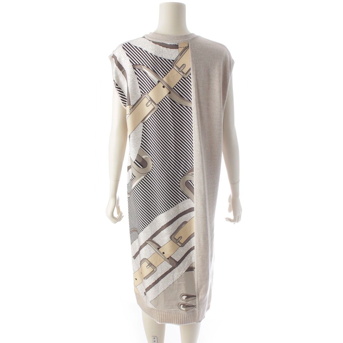 エルメス 19AW シルク ノースリーブ ツイルレーヌ ワンピース トップス  