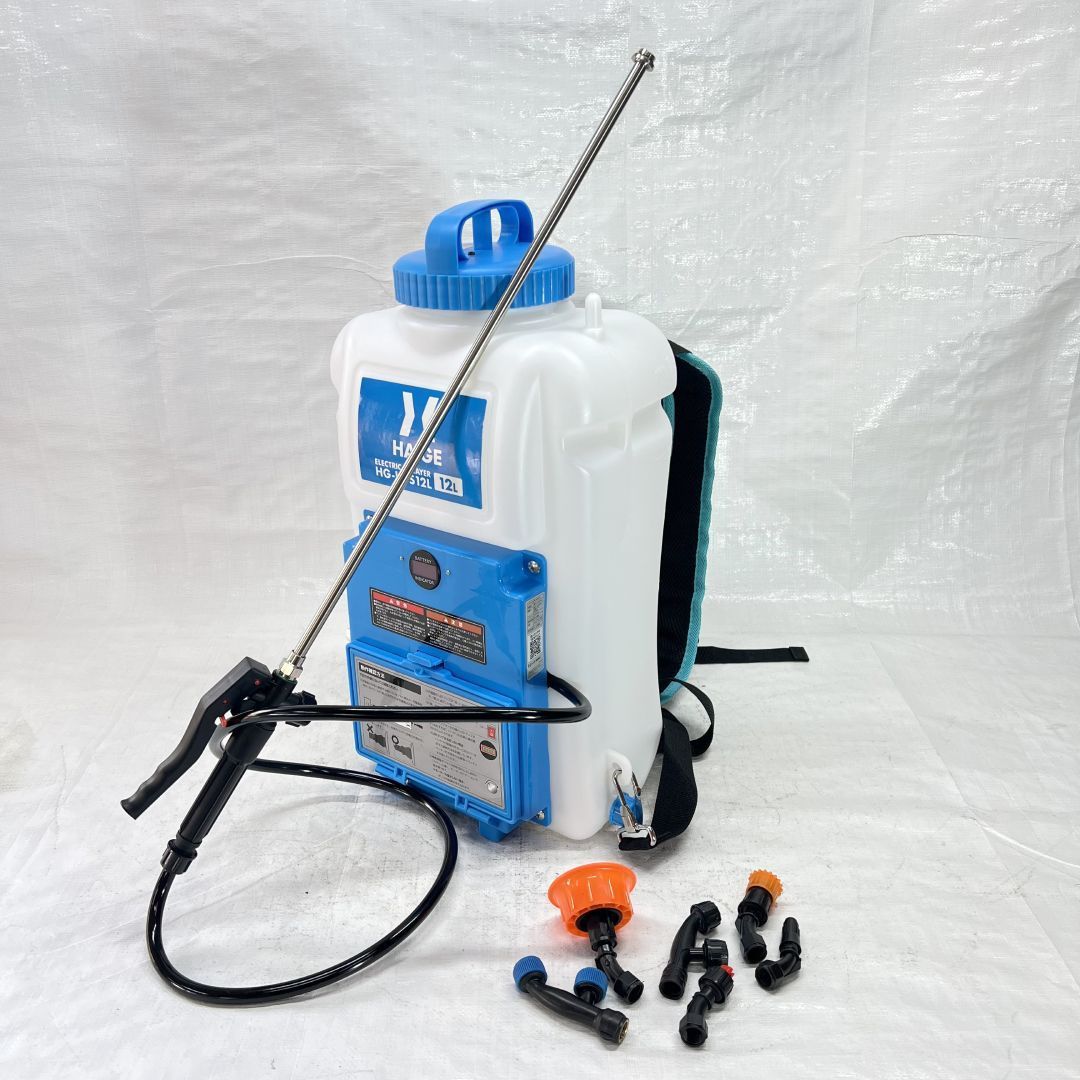 シーズン商品 充電式 電動噴霧器 12L 背負い式 バッテリー式 ノズル6種付 HG-KBS12L ブルー 424-1