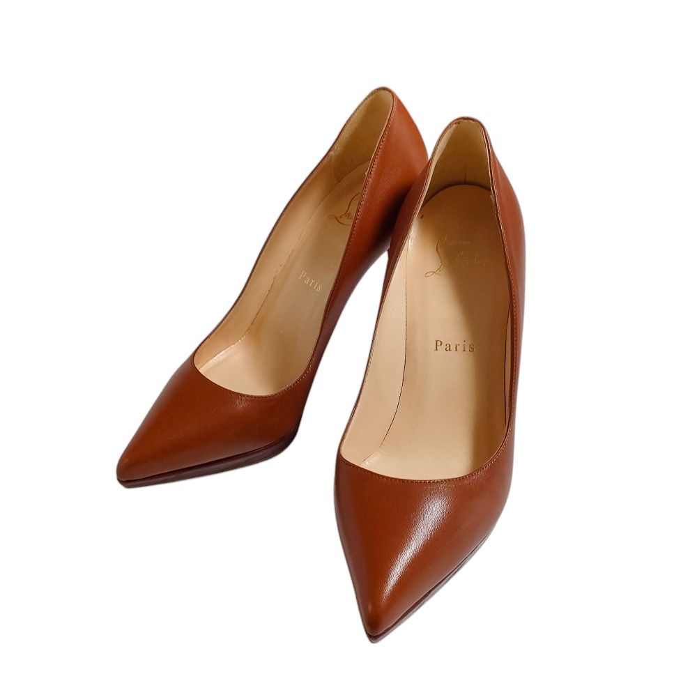 Christian Louboutin クリスチャンルブタン レザー ポインテッドトゥ ハイヒール パンプス 38 25cm相当 ブラウン レディース 古着