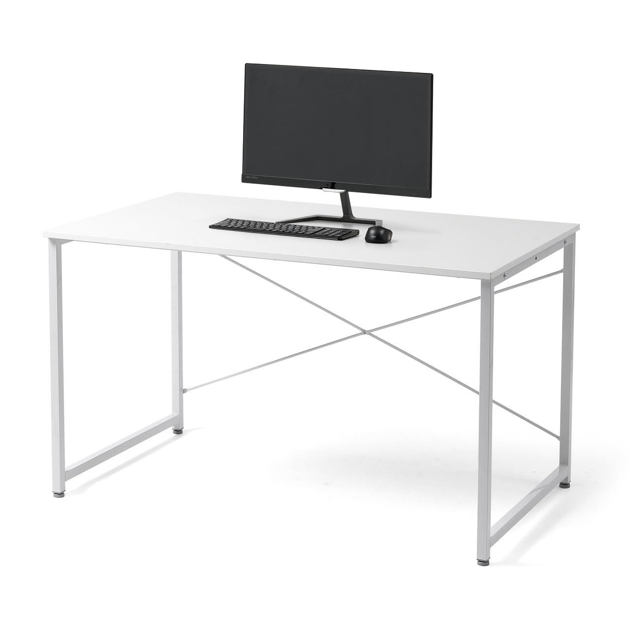 サンワダイレクト パソコンデスク 幅120×奥行70cm モニターアーム対応 机 PCデスク 組立簡単 ホワイト 100-DESKF058