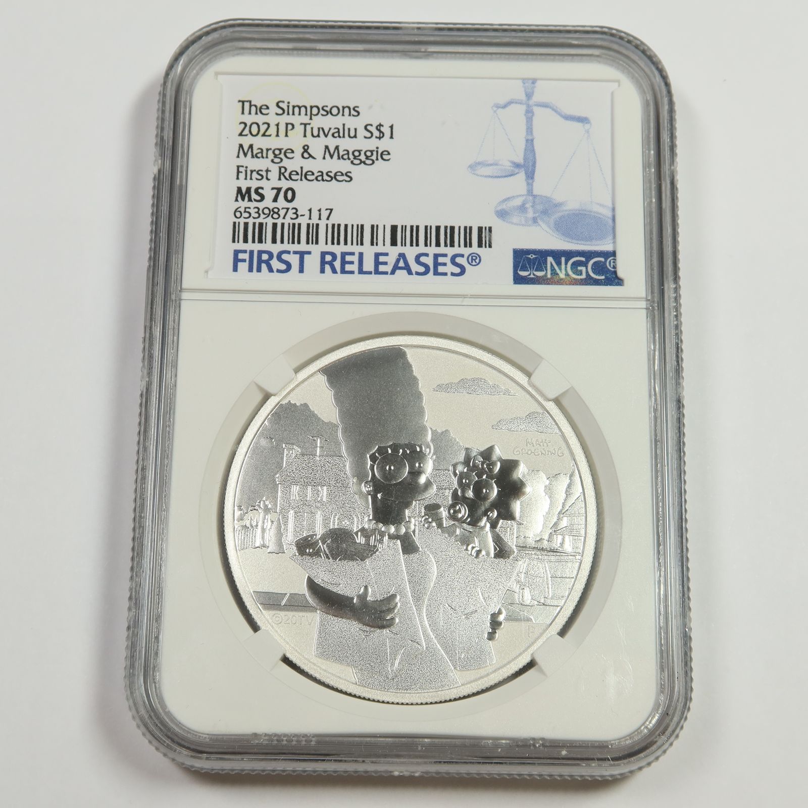2021 NGC MS70 - Tuvalu 1 oz Silver Simpsons Marge Maggie $1 Coin