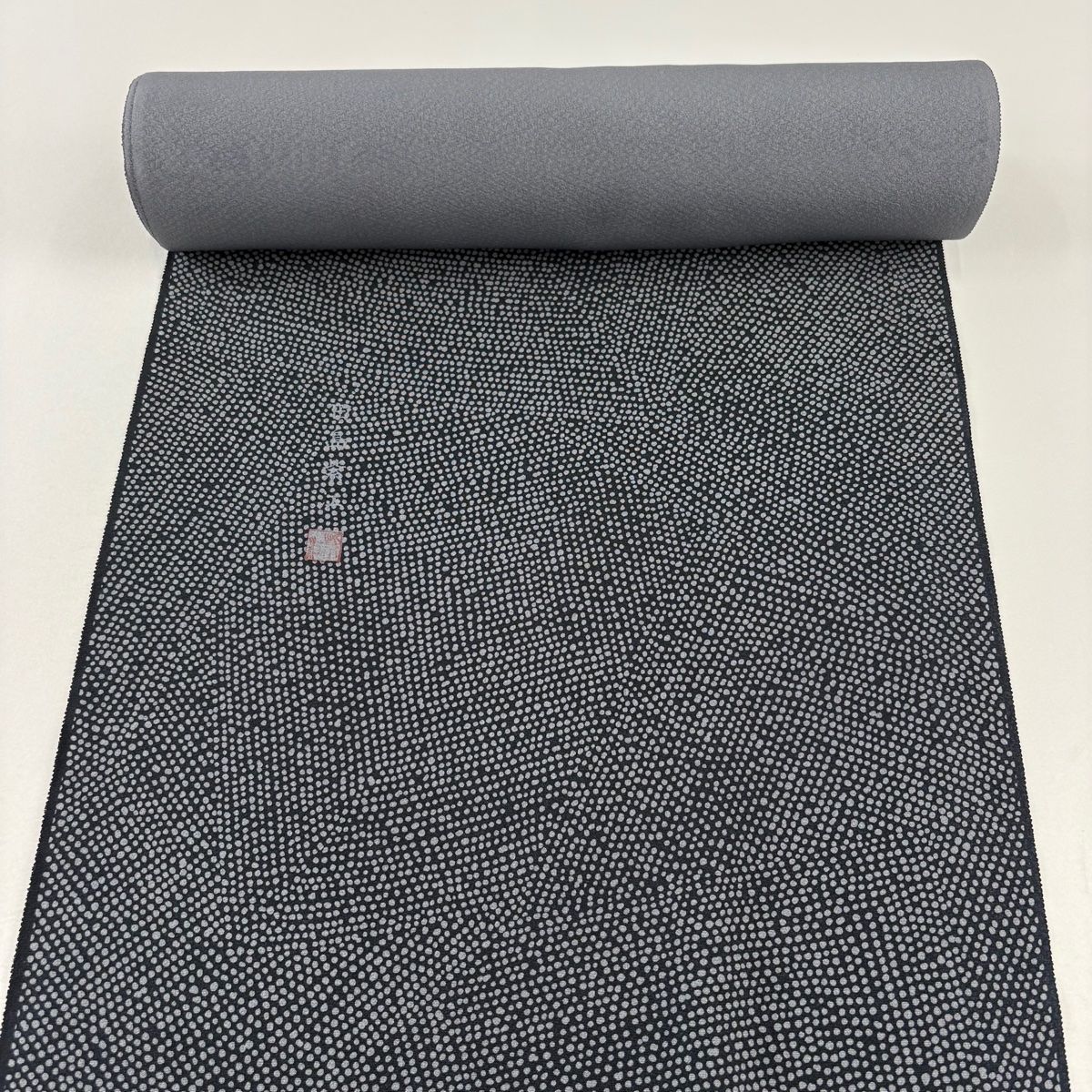 反物 名品 江戸小紋 田島紫江 落款 寄せ柄 ドット 墨色 正絹