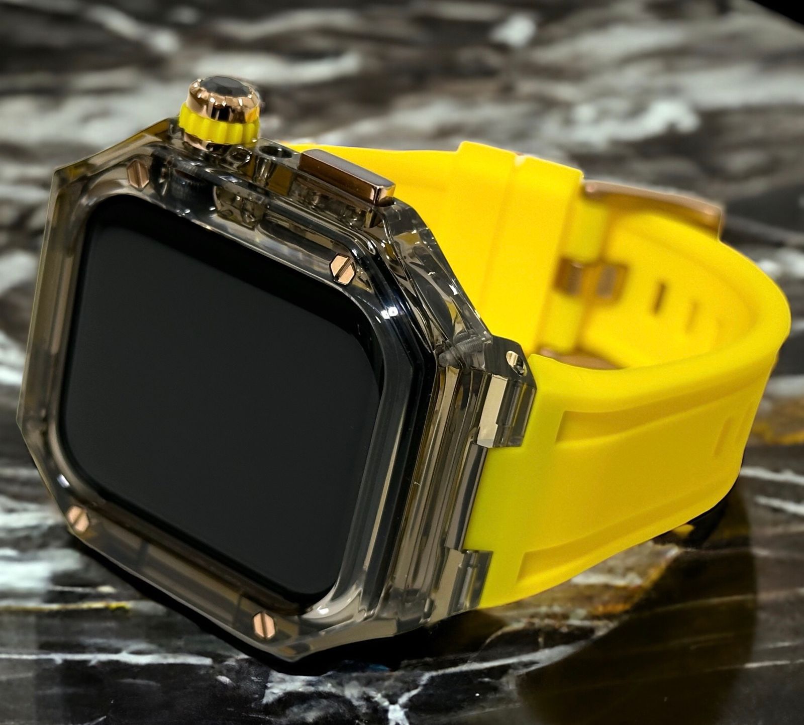 クリアブラック イエロー ローズゴールド◇アップルウォッチ