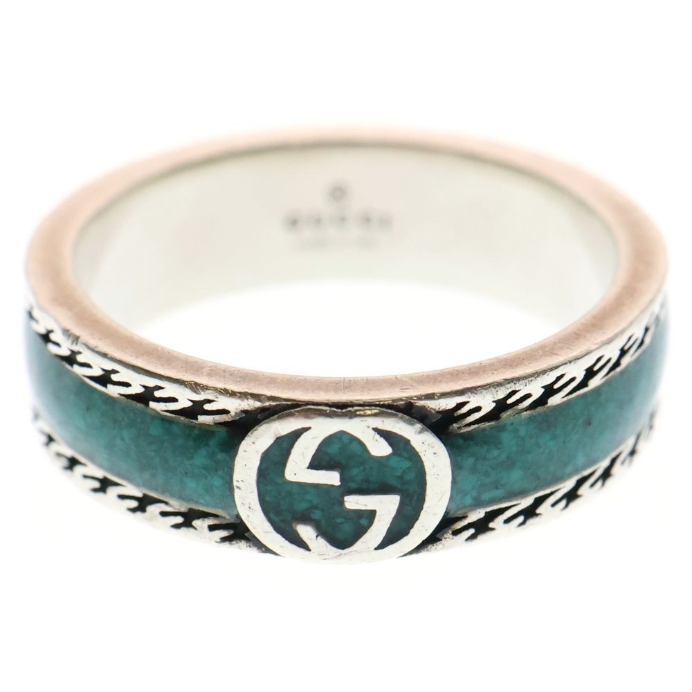 グッチGUCCI インターロッキング リング 指輪 ブルー 青 シルバー 未使用 グッチ GUCCI インターロッキング リング 指輪 ブルー 青