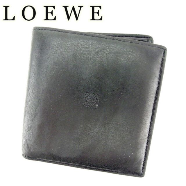 LOEWE ロエベ　長財布　ラムレザー　ブラック　アナグラム　二つ折り LOEWE ロエベ アナグラム 二つ折り財布（小銭入れあり） カーフ