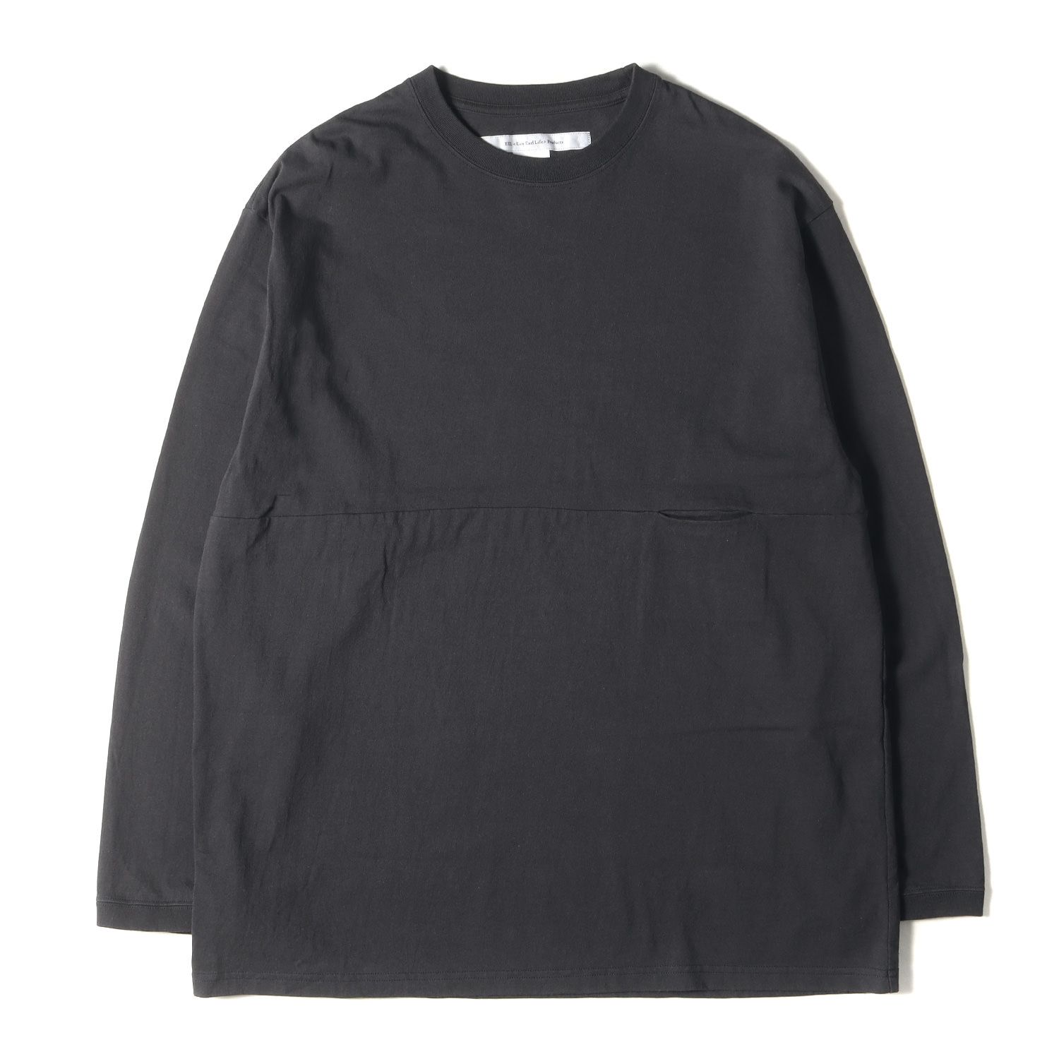美品 EEL イール Tシャツ サイズ:M 22SS ユルリ ロングスリーブTシャツ Yururi Tee L/S E-22512 / トップス 長袖 ポケット ロンT カットソー チャコールグレー 日本製【メンズ】