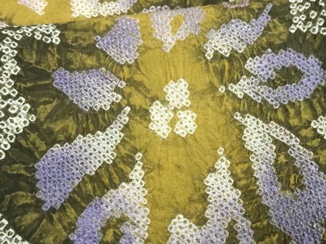 平和屋本店□極上 夏物 浴衣 有松鳴海絞り 草花文 綿 逸品