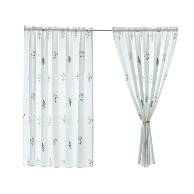 ナチュラルボタニカル柄カフェカーテン（小）　爽やかな北欧インテリア