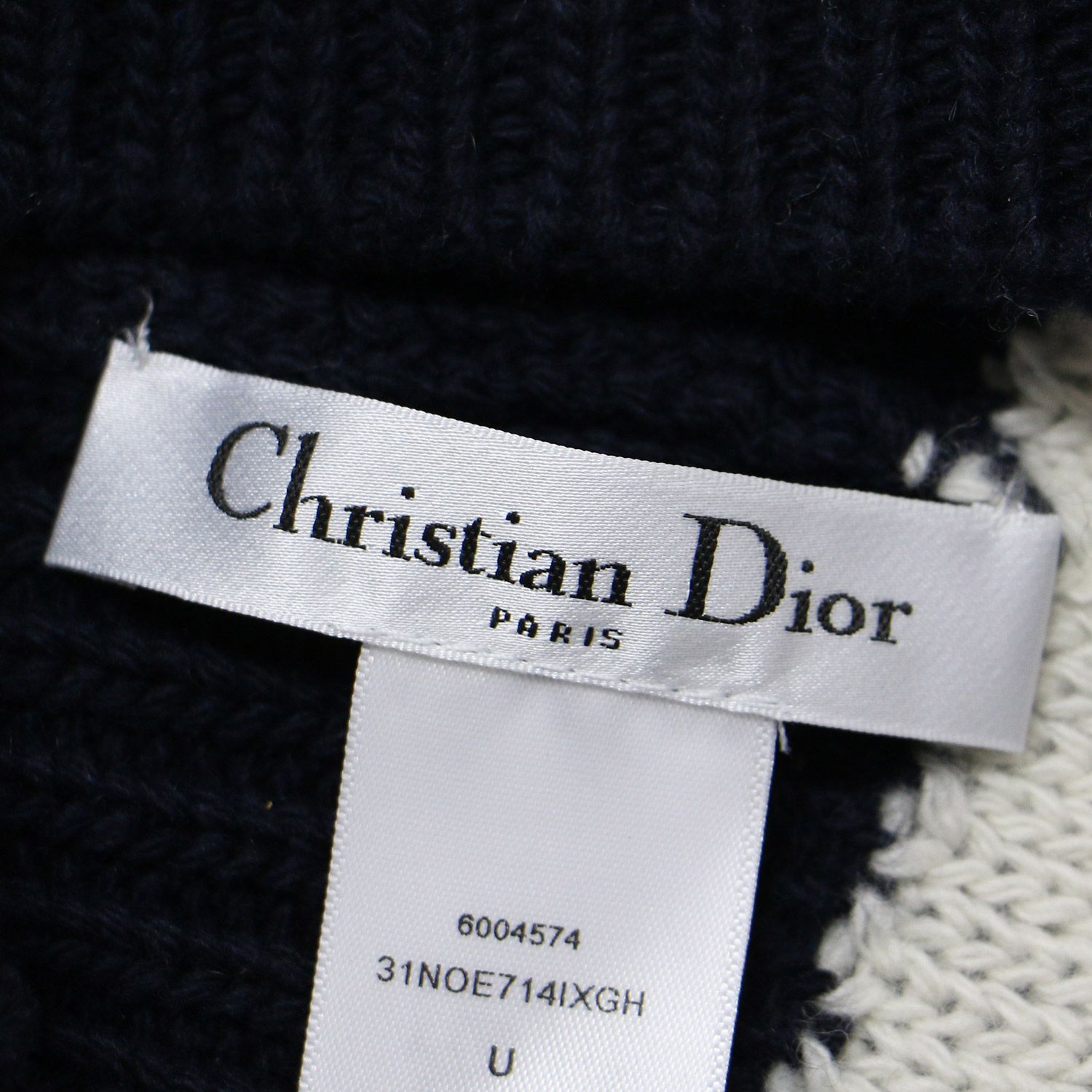 Christian Dior ニット帽 ブラックに近い濃紺/ホワイト