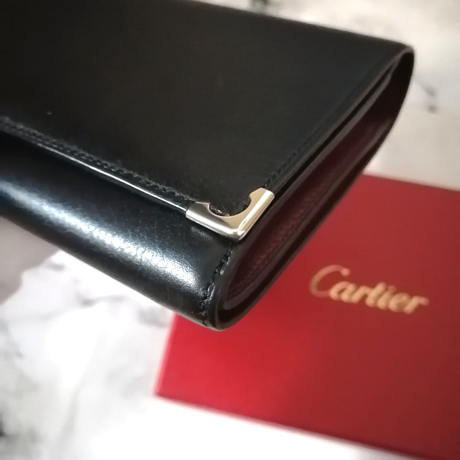 正規品 美品 カルティエ Cartier 折り財布 がま口 黒 503 - メルカリ