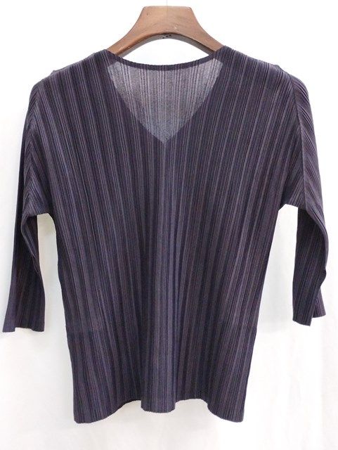 美品✨PLEATS PLEASE ハイネック カットソー パープル 3 美品】プリーツプリーズ 長袖 ハイネック カットソー 3 L相当