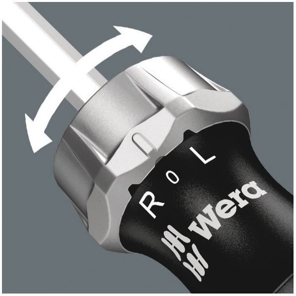 WERA ヴェラ 6点組 プラス マイナス スクエアドライバービット Kraftform ラチェットハンドルセット 差込6.35mm ハンドル内ビット収納機能付 073661