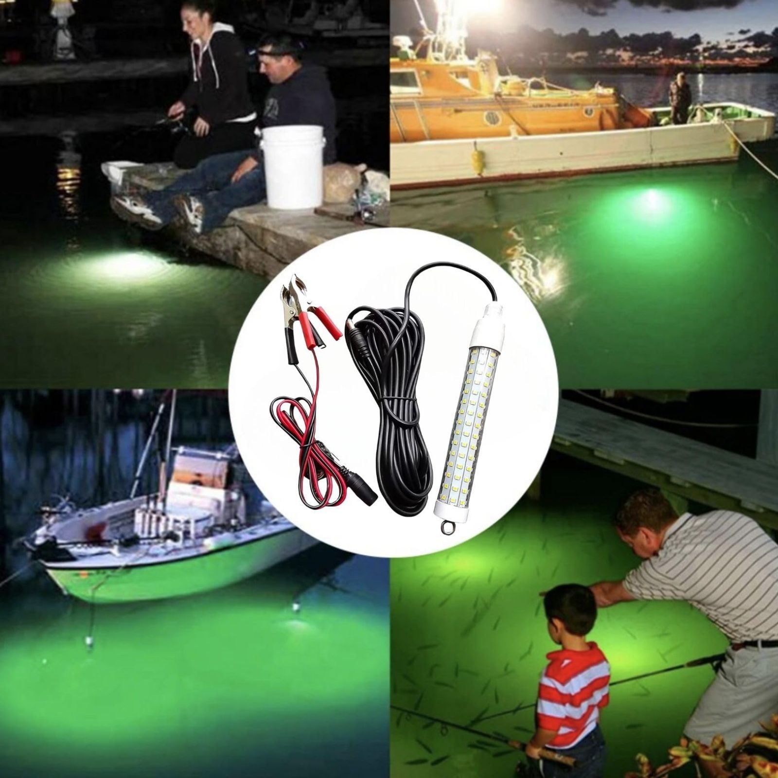 24V水中集魚灯 YF-500 乾電池式LED水中集魚灯 Hapyson 1台 YF-