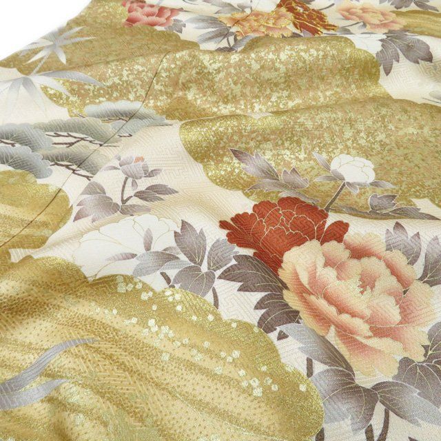 ☆専用☆美品 正絹 着物 金通し“松竹梅やまんじゅう菊”訪問着O-38 特選 訪問着 着物 中古 正絹 袷 金駒刺繍 松竹梅 牡丹 雲 A1233