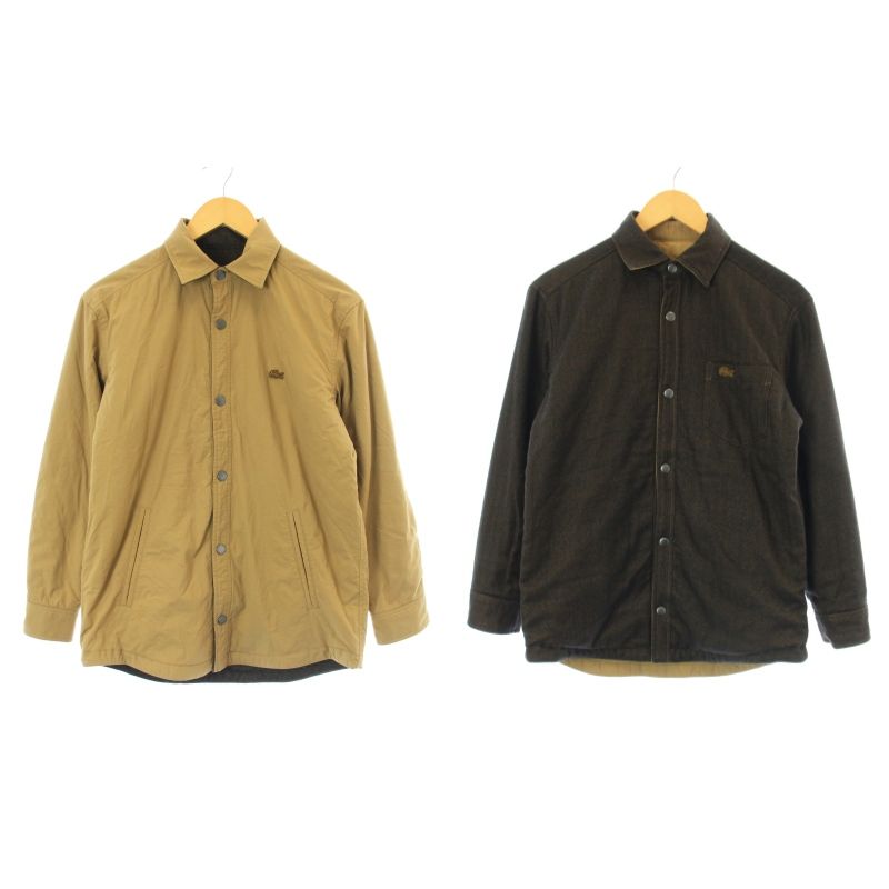 美品【LACOSTE】リバーシブル中綿シャツジャケット ラコステ LACOSTE リバーシブル中綿シャツジャケット ステン