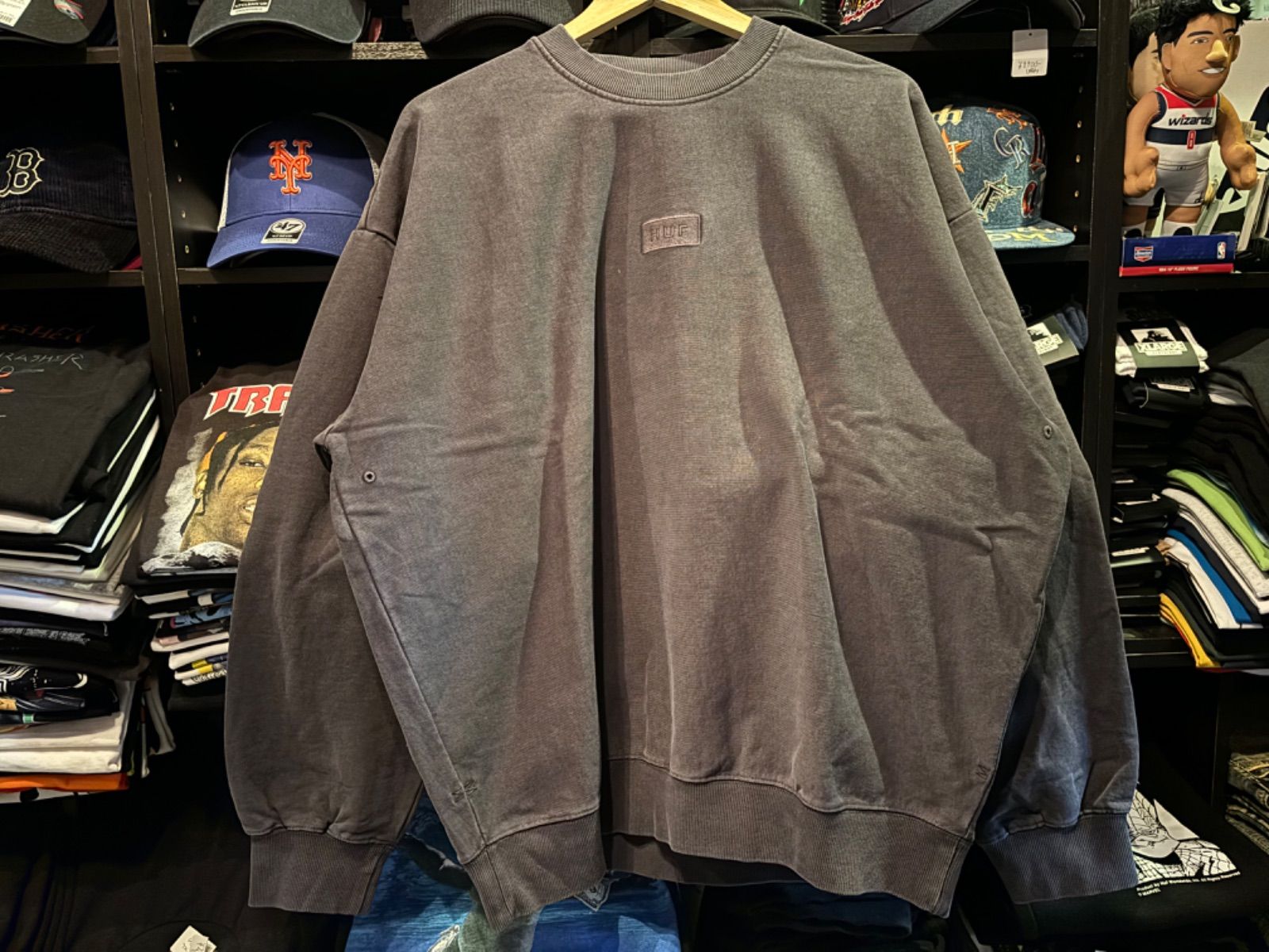 HUF MASON CREWNECK FLEECE WASHED BLACK Lサイズ - メルカリ