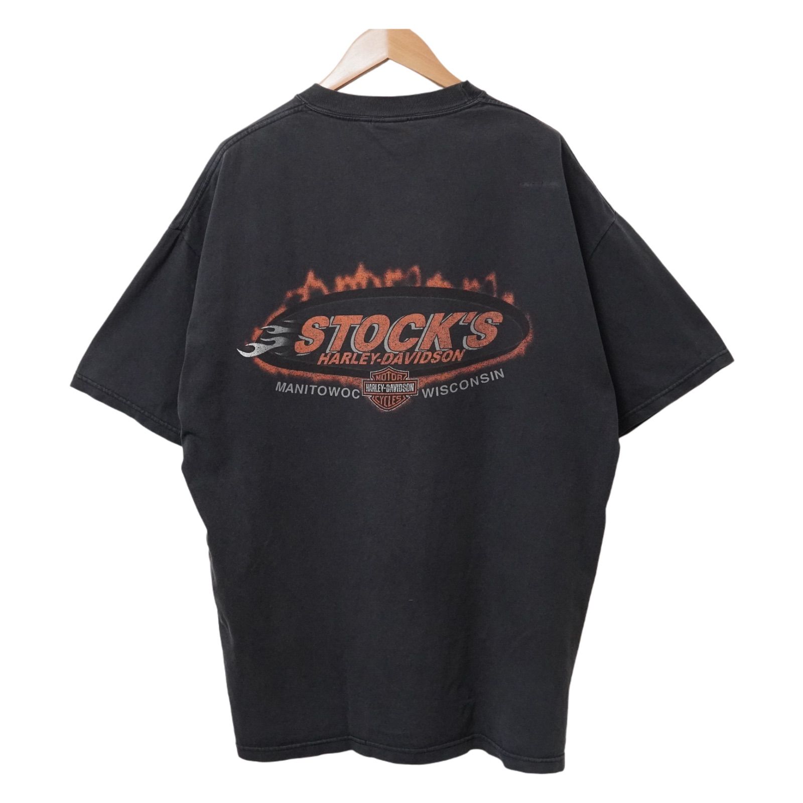 ハーレー Tシャツ XLサイズ ブラック 00s USA製 フェード HARLEY  