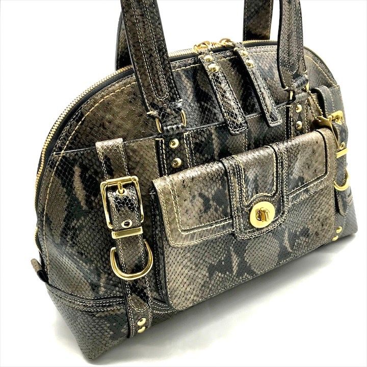 良品 COACH コーチ ミランダプリンテッド パイソン サッチェル ハンド