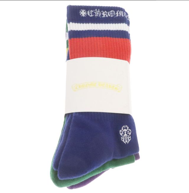 CHROME HEARTS (クロムハーツ) sock-u-sport ダガー刺繍 ボーダー柄 ソックス 靴下 3足セット マルチ - メルカリ