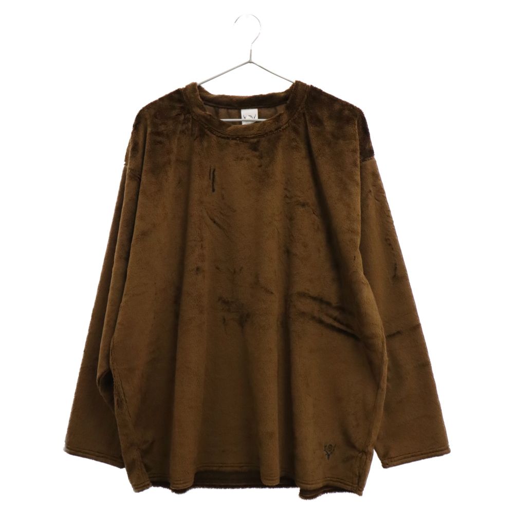 SOUTH2 WEST8 (サウス2ウエスト8) サイドスリット クルーネックファーカットソー 長袖Tシャツ ブラウン FK858