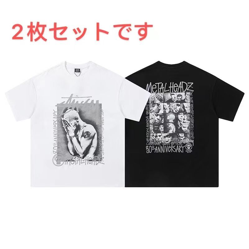 【人気デザイン】 Stussy ステューシー Tシャツ ホワイト*ブラック 2枚