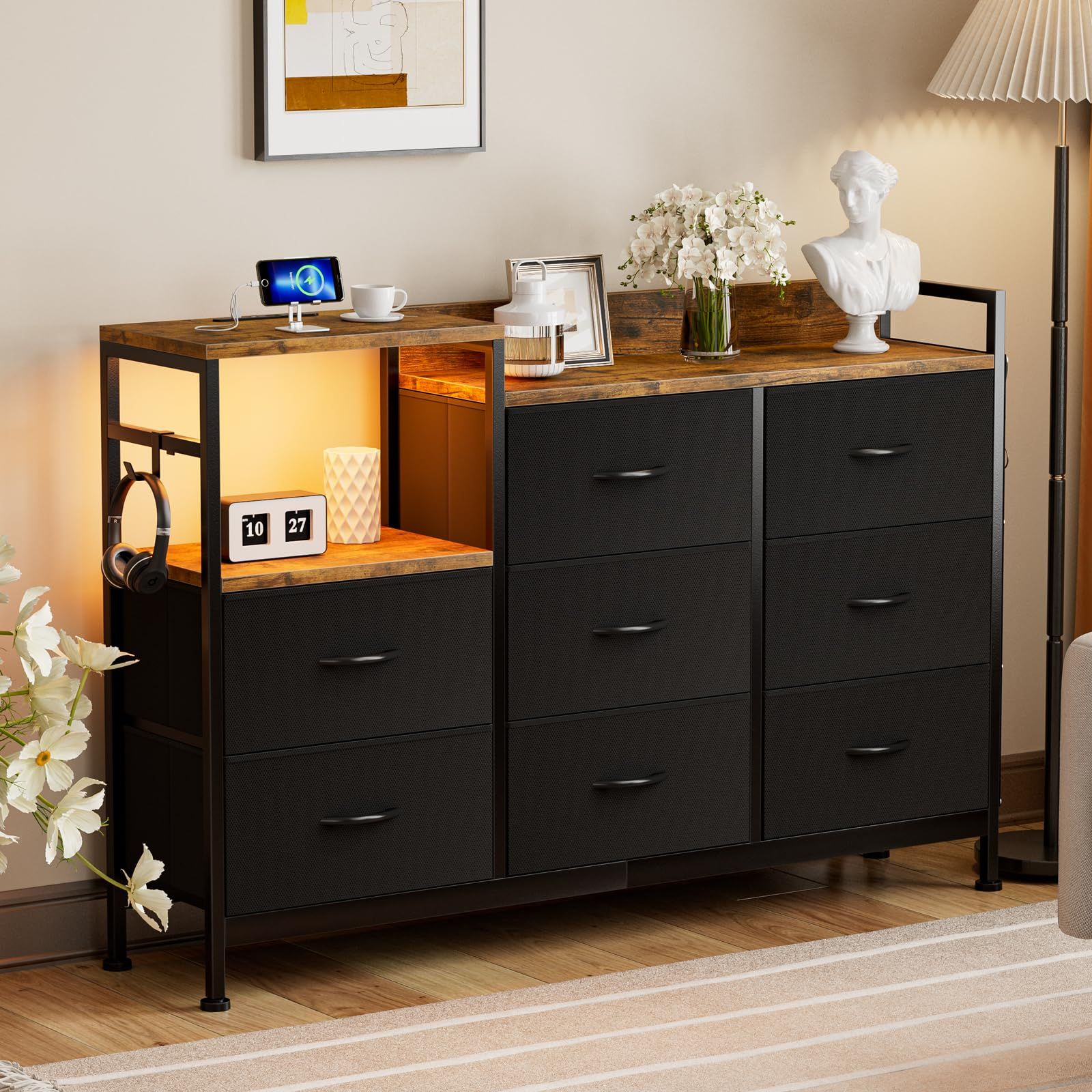 ショート丈シングル チェストベッドフレーム ダークブラウン98×185