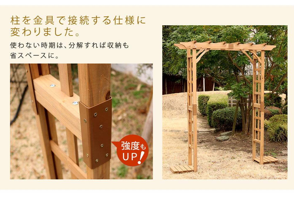 天然木パーゴラアーチ ホワイト