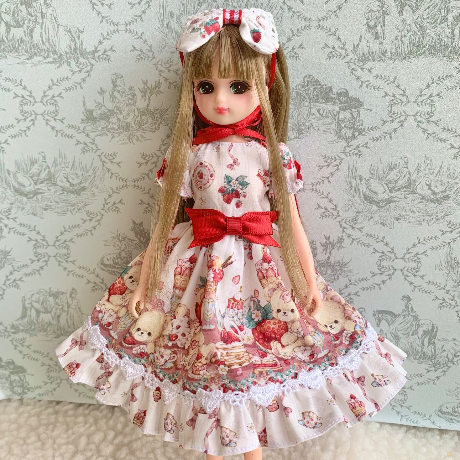 リカちゃん ロリータワンピース リボンヘッドドレスセット