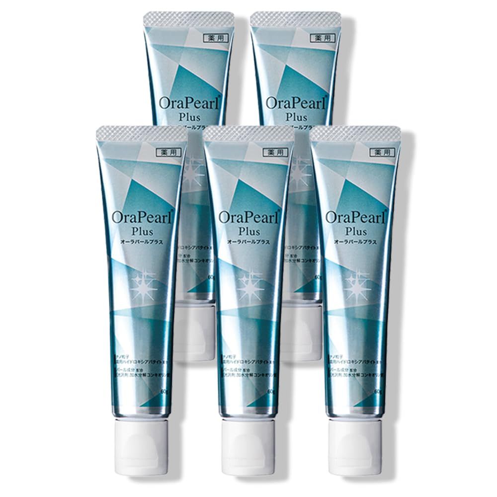 全薬販売 薬用歯磨きオーラパールプラス マリンミント風味 60ｇ 5本セット 医薬部外品 歯磨き粉 薬用ハミガキ ホワイトニング 研磨剤フリー 口臭予防 歯周病ケア まとめ買い