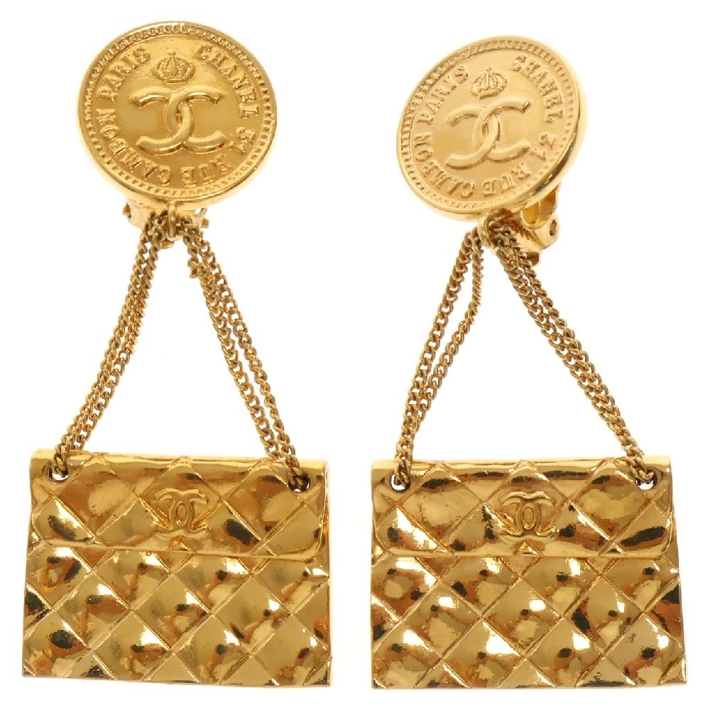 CHANEL シャネル マトラッセ コインモチーフイヤリング ゴールド GP イヤーアクセサリー ヴィンテージ 2 8