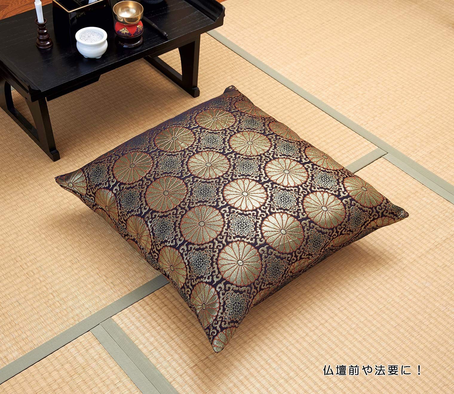 【正規商品】 YLF貿易 座布団カバー 菊 約59×63cm 座布団2枚入る法要座布団カバー 339374